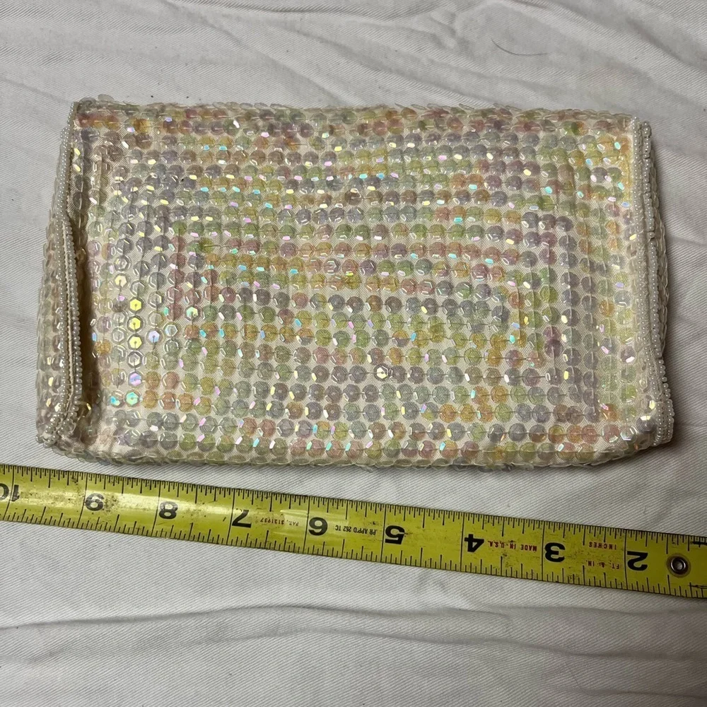 Sequin Clutch Bag - Cream vintage nwt